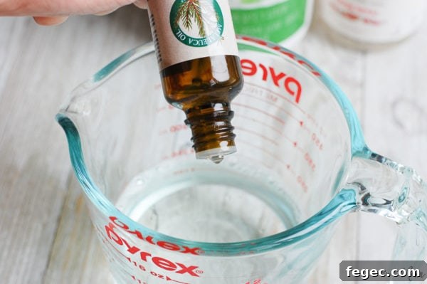 tea tree essential oil in homemade face toner with aloe vera