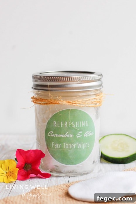 homemade face toner wipes with cucumber