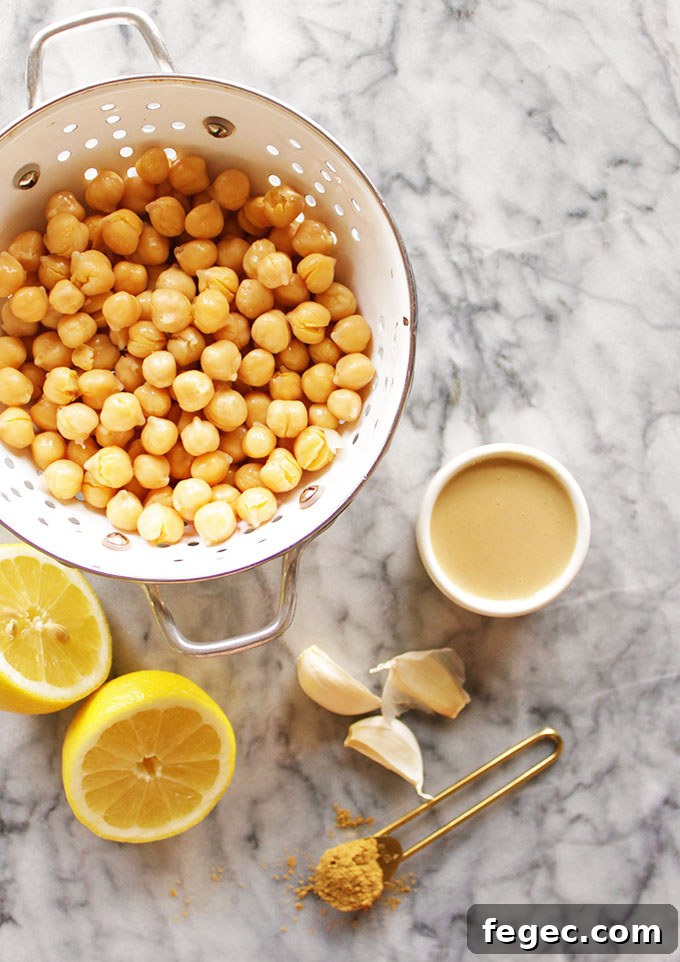 My Go To Hummus - This simple hummus recipe is perfect for dipping with veggies or crackers for a healthy appetizer, side, or snack. It only takes 10 minutes to make and uses simple pantry ingredients. It's rich, creamy, and super healthy. #hummus #glutenfree #vegan #easyrecipe | robustrecipes.com