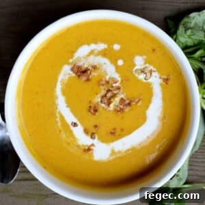 Creamy Roasted Butternut Squash Soup with Sage and Brown Butter 14 a bowl of butternut squash soup