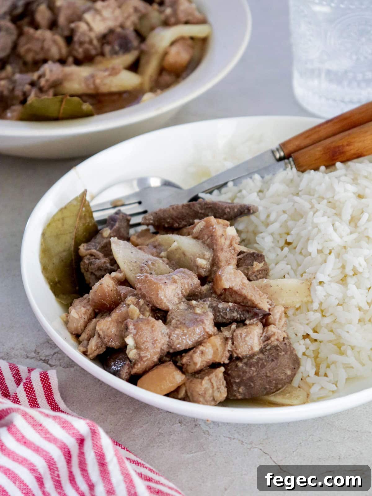 kilawing labanos at baboy on a white serving plate with steamed rice on the side..