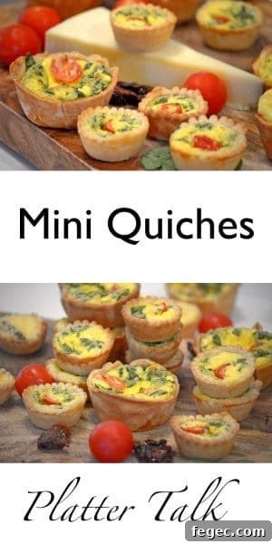 stacks of mini quiche.