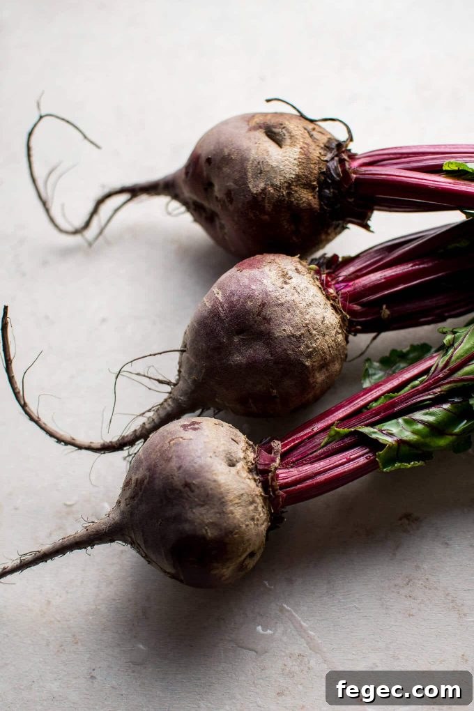 close-up of whole raw beets