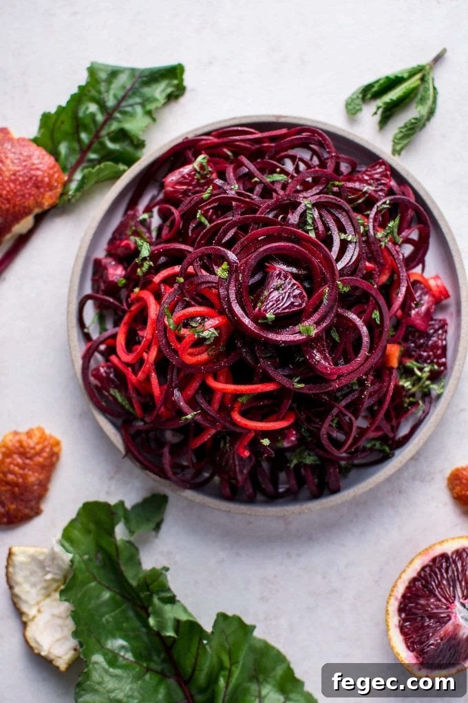 large bowl of vegan beet and blood orange salad