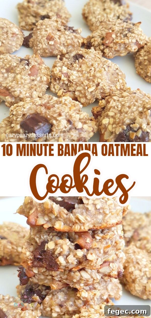 Banana chocolate oatmeal cookies