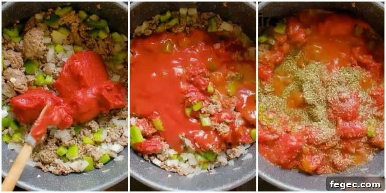 Adding the remaining ingredients.