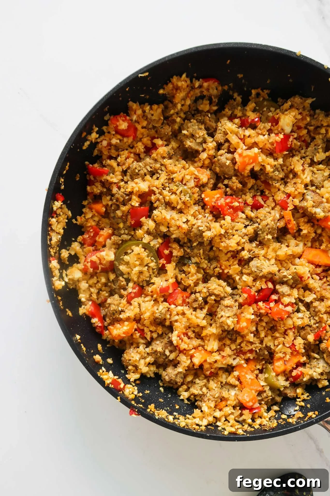 spicy cauliflower rice with ground turkey