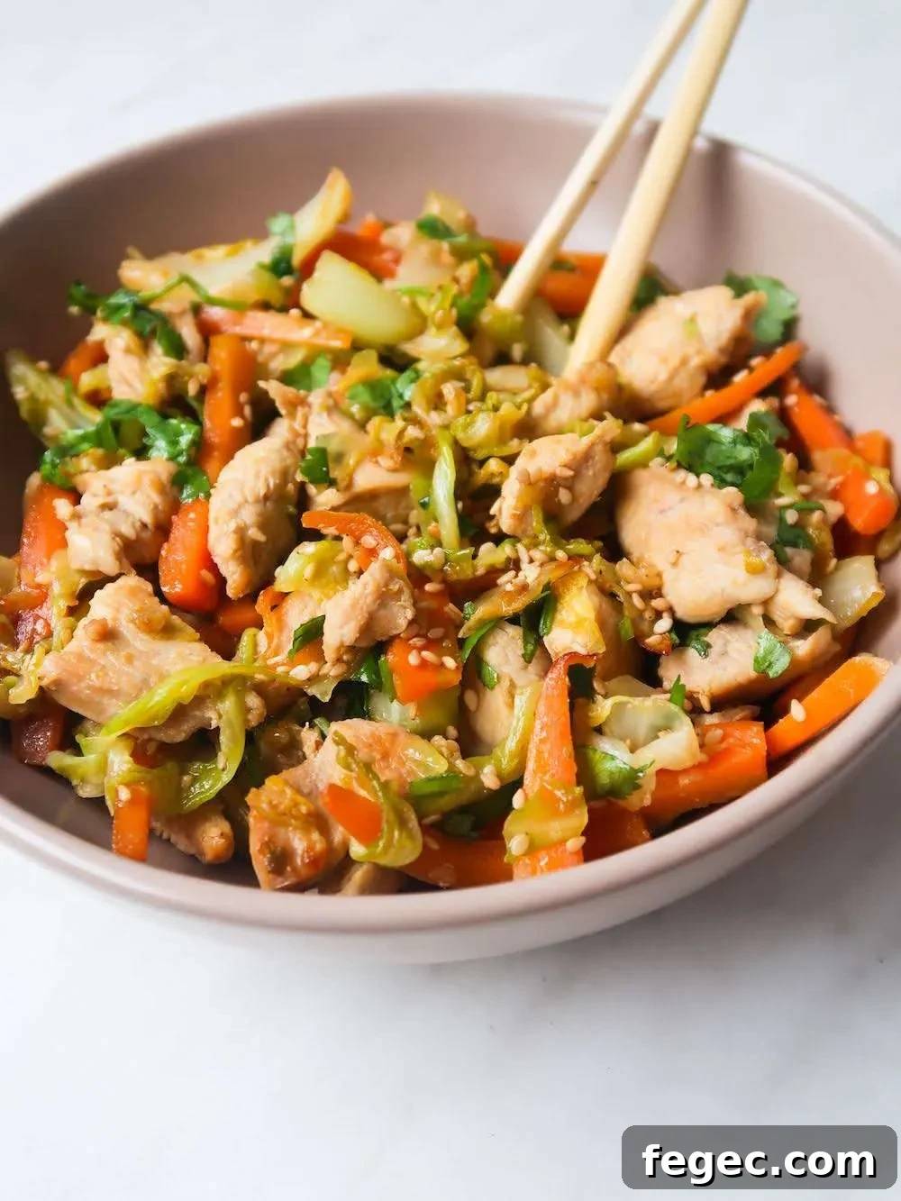 Healthy Egg Roll In A Bowl With Chicken