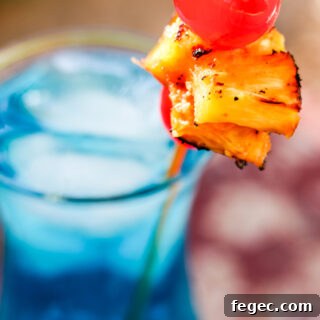Grilled Spiced Blue Hawaiian Cocktail