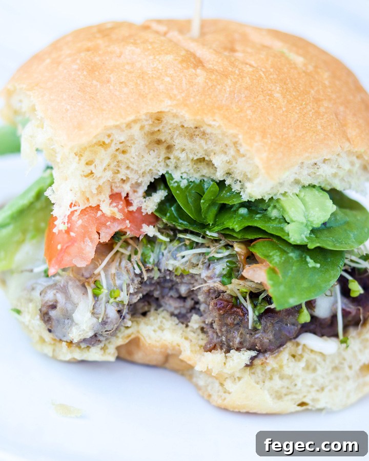 Avocado Sprouts California Cheeseburgers with Shallot Mayo
