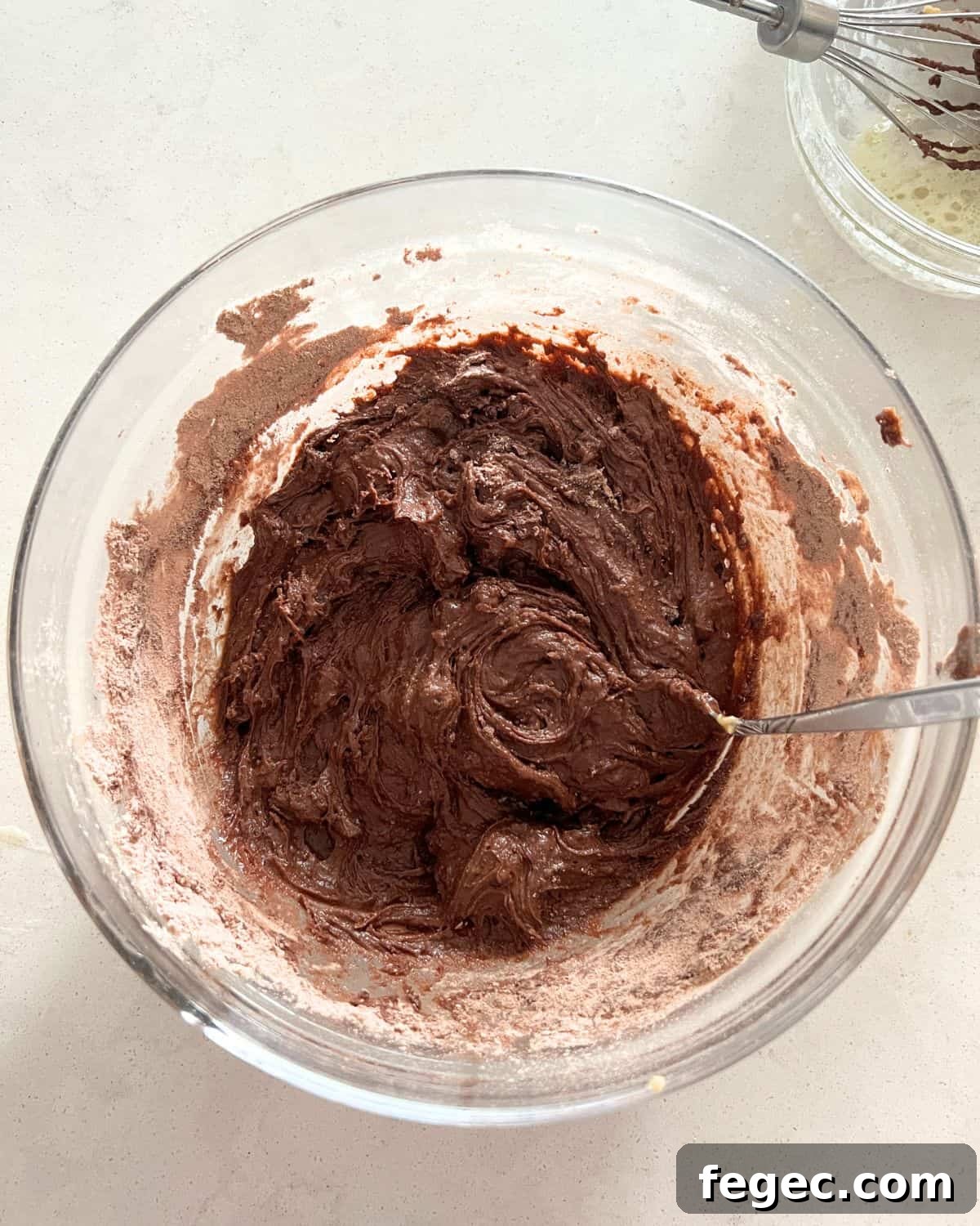 Brownie batter mixed together in a bowl. 