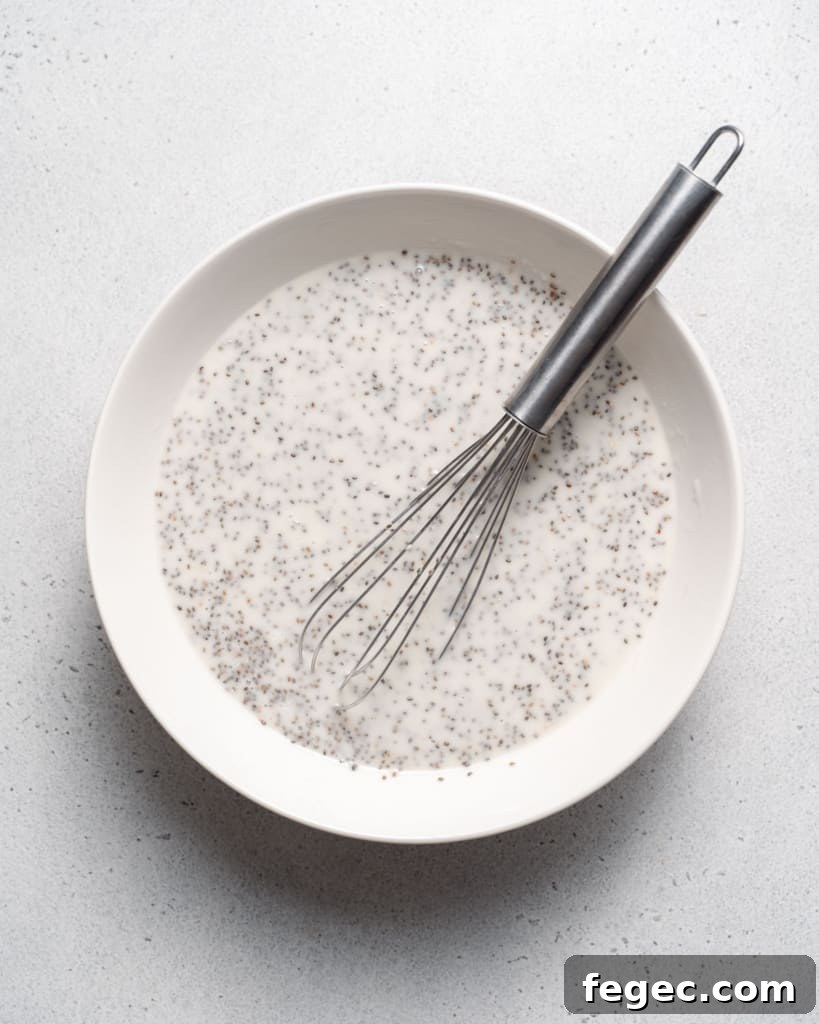 Chia seed pudding mixed in a white bowl.