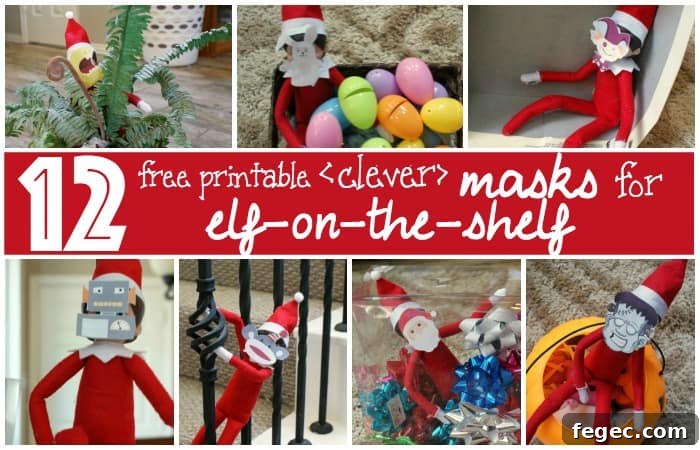 Make Your Elf-on-the-Shelf Posable Without Sewing or Spending Much 5 free printable elf on the shelf masks fb