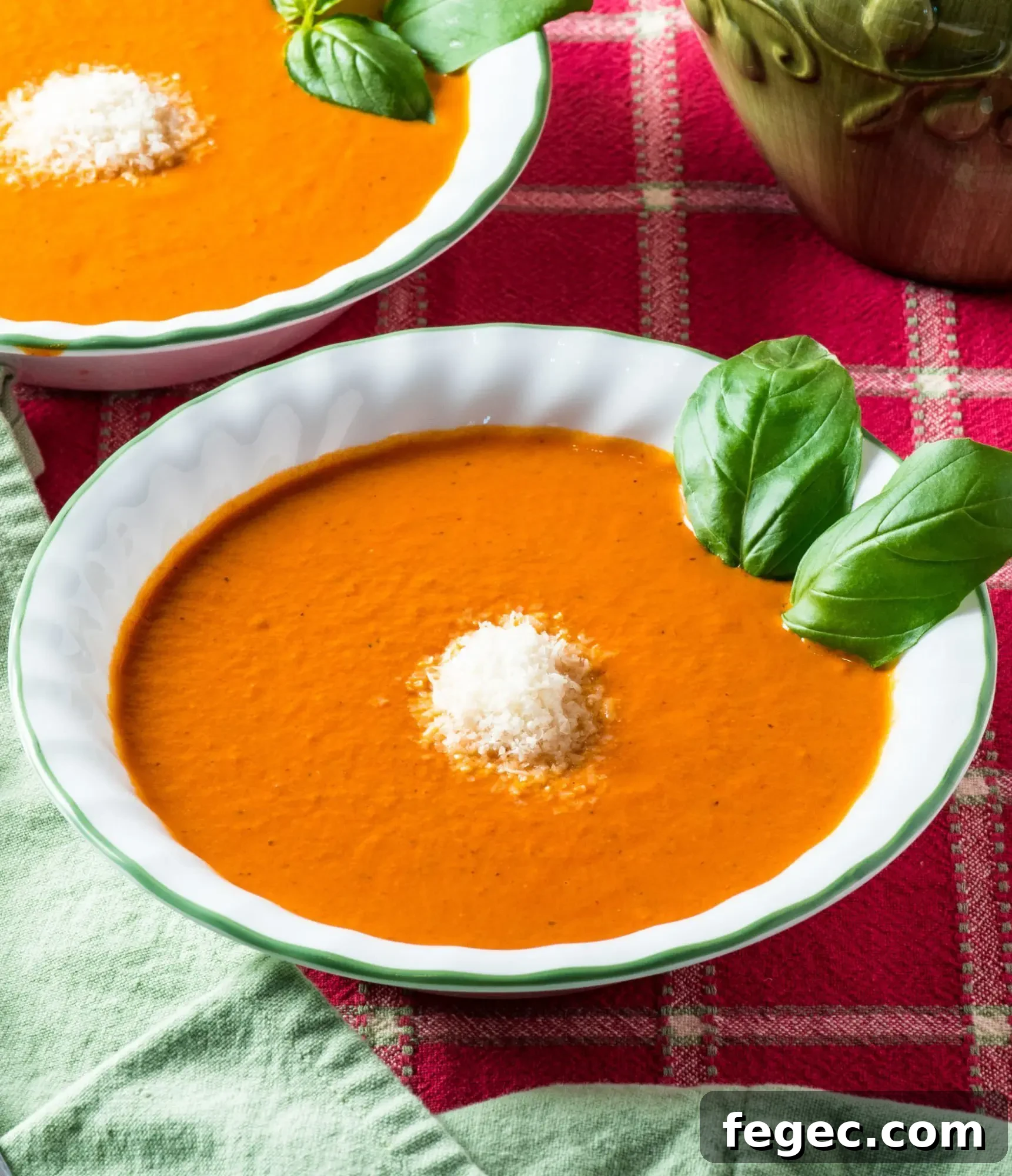 Creamy Tomato Basil Soup with Parmesan