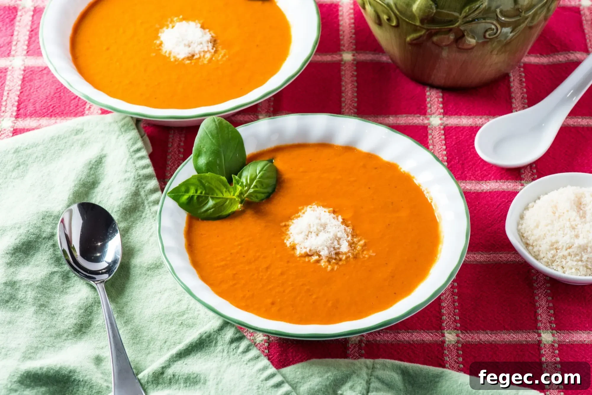 Creamy Tomato Basil Soup With Parmesan