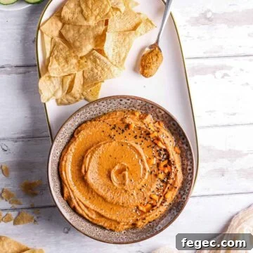 top down view of hummus in a bowl