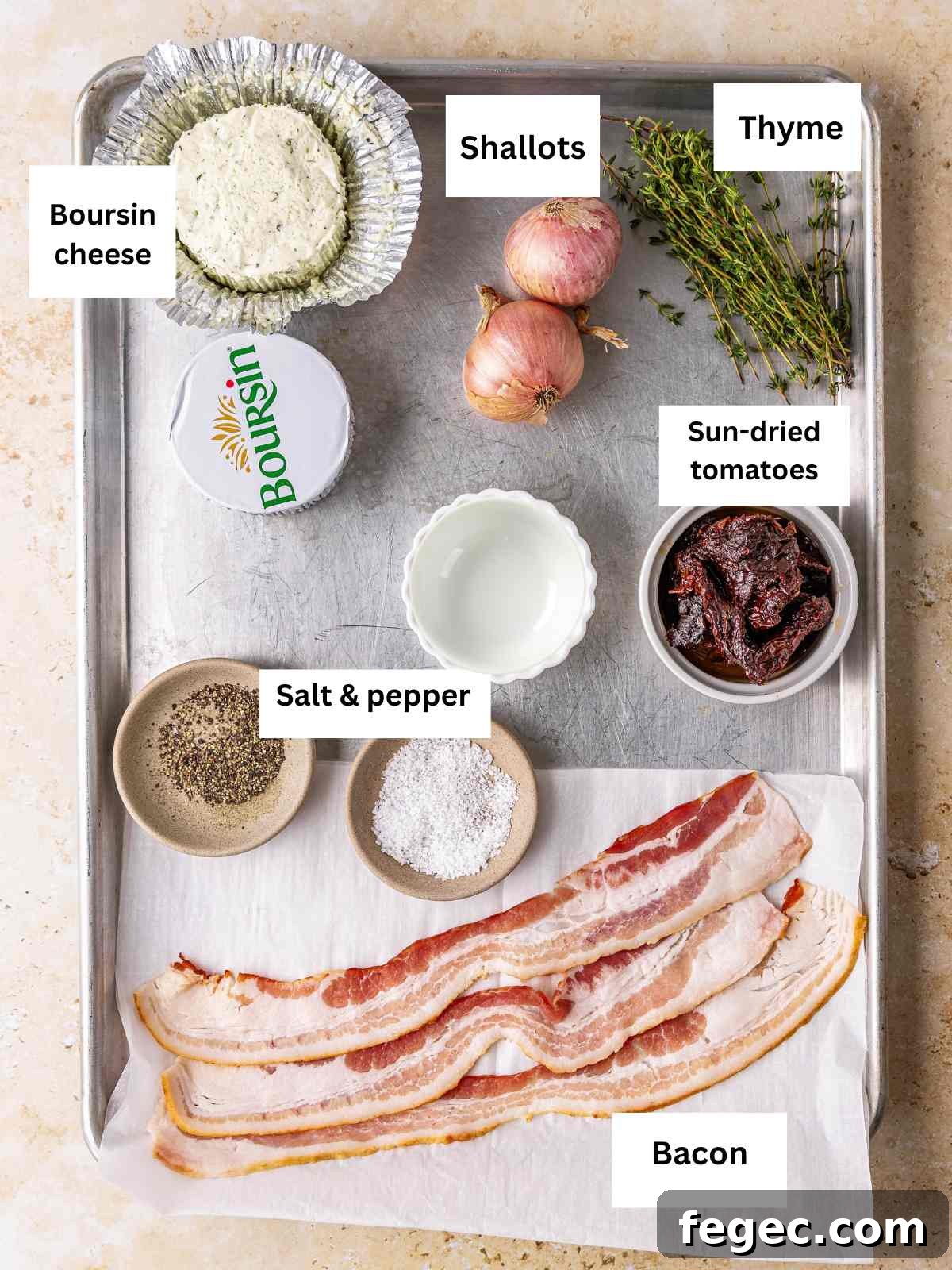 Creamy Baked Boursin Cheese Dip Recipe for Parties 3 Ingredients needed to make boursin dip.