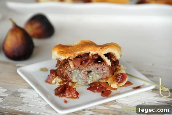 Stuffed Pancetta Burgers with Balsamic Fig Marmalade from Zestuous Stuffed Pancetta Burgers with Balsamic Fig Marmalade from Zestuous