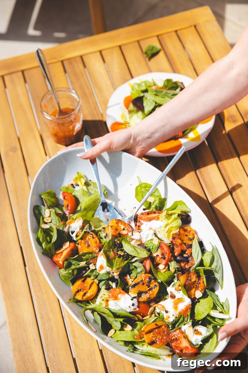 Serving the Griddled Apricot Salad - Georgie Eats