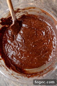 Fudgy Chocolate Brownies Topped with Creamy Peanut Butter 11 mixing brownie batter for pumpkin brownies