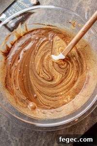 Fudgy Chocolate Brownies Topped with Creamy Peanut Butter 9 mixing brownie batter