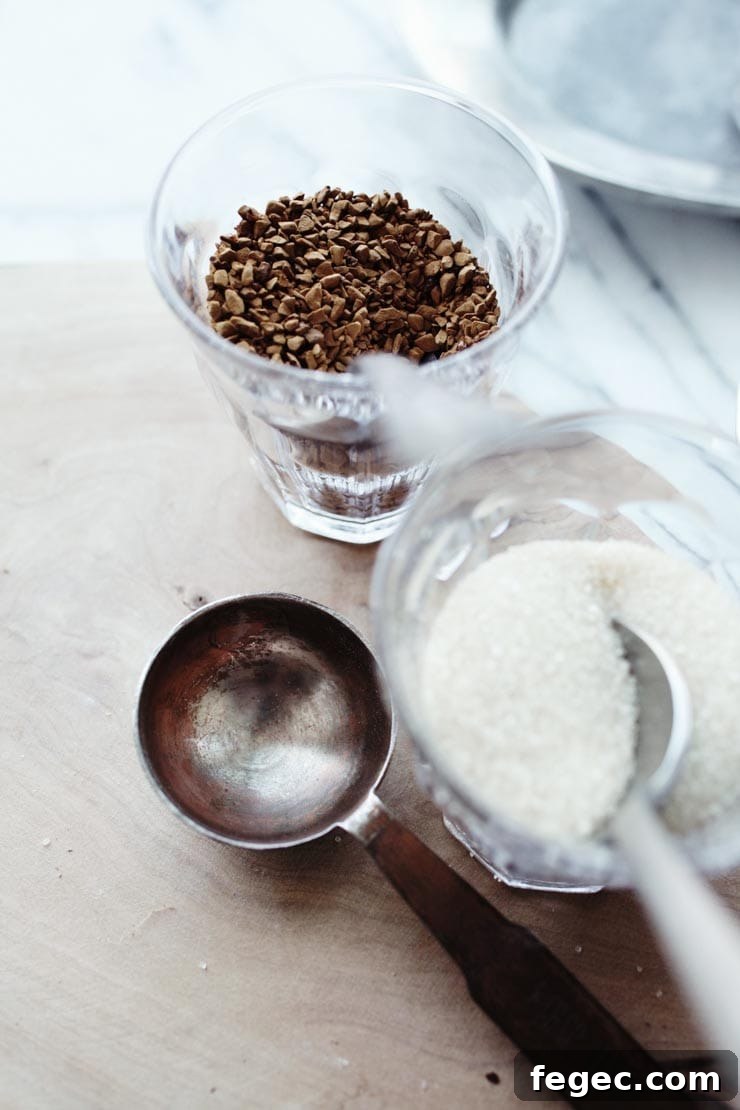 Instant coffee and sugar for whipped coffee recipe