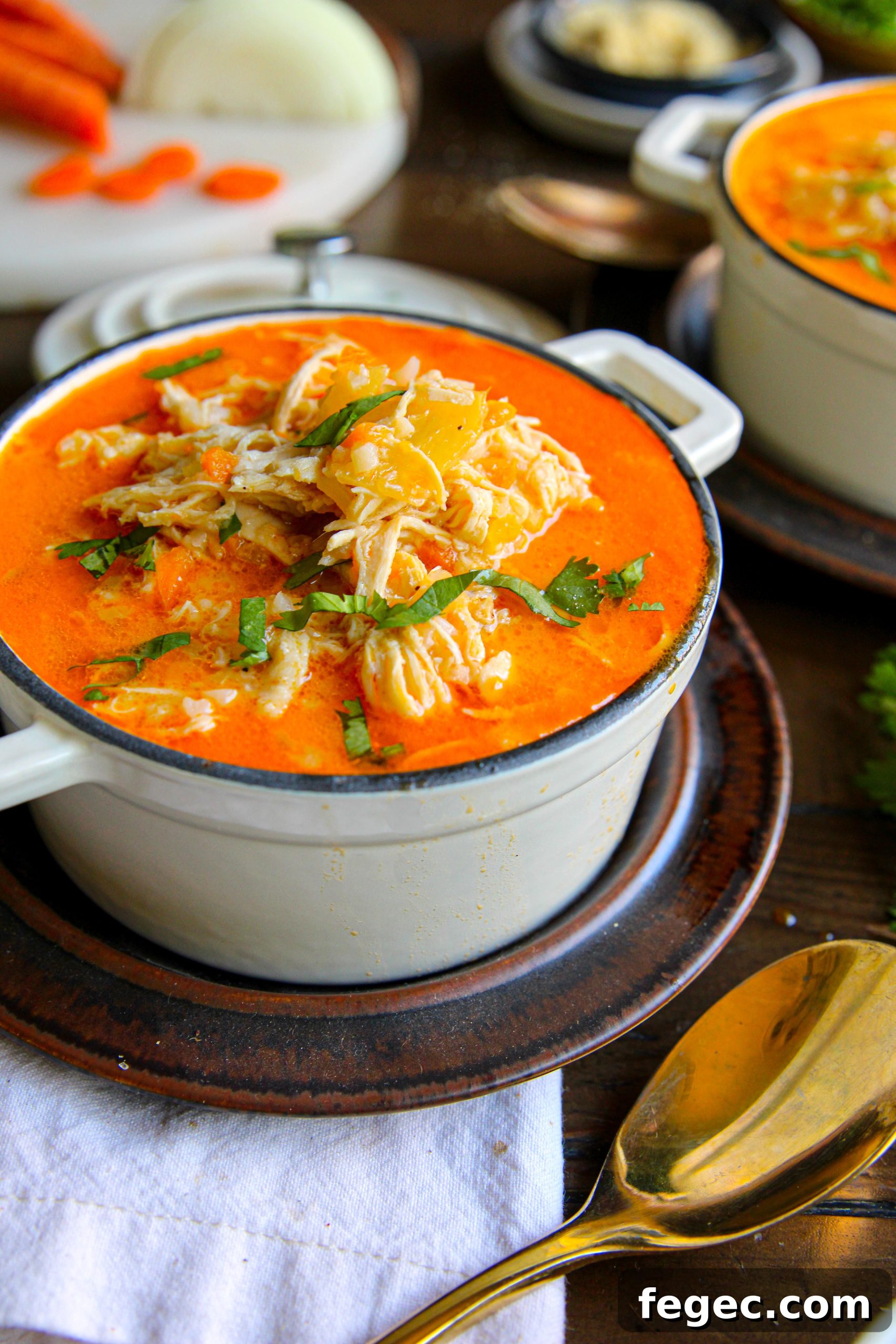 Whole30 Buffalo Chicken Soup Recipe — Spicy Low-Carb Comfort Bowl 3 Whole30 Buffalo Chicken Soup - Gluten-free, dairy-free, Paleo, Keto, nut-free, egg-free. Instant Pot, slow cooker, or stove. EASY!