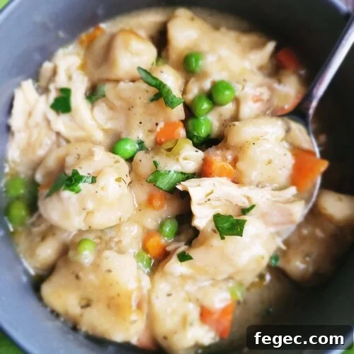 This Southern chicken and dumplings recipe using canned biscuits is an easy slow cooker recipe that is pure comfort food.