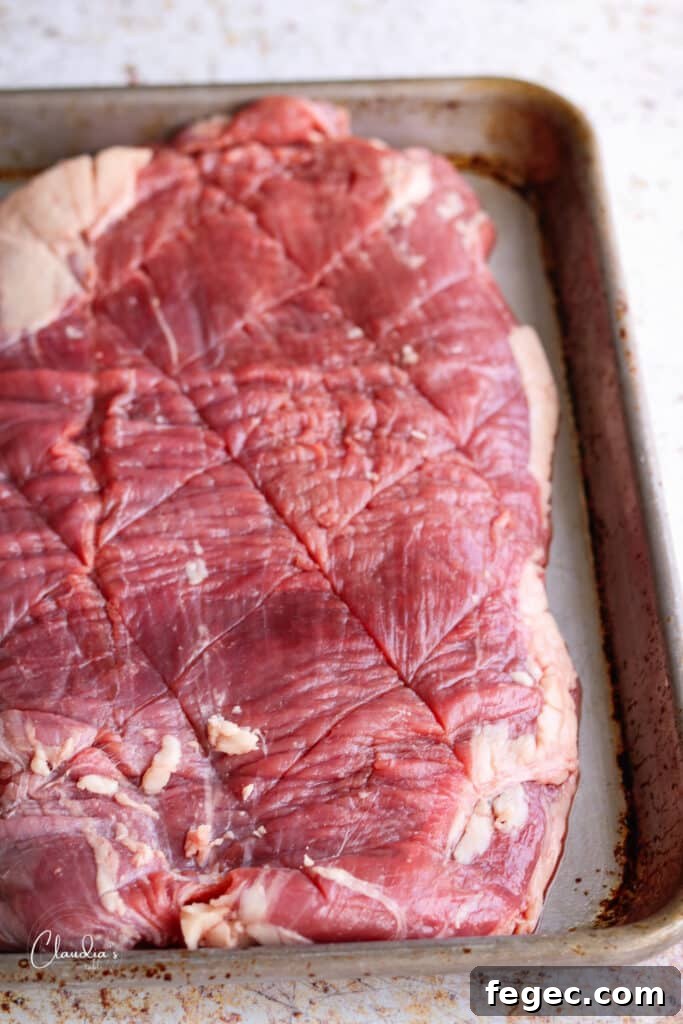 Asian-Marinated Grilled Flank Steak Recipe 5 How to score flank steak.