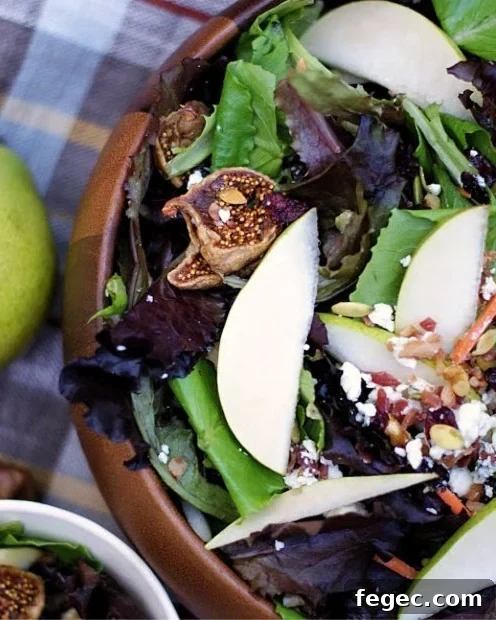 Autumn pear fig salad with molasses vinaigrette