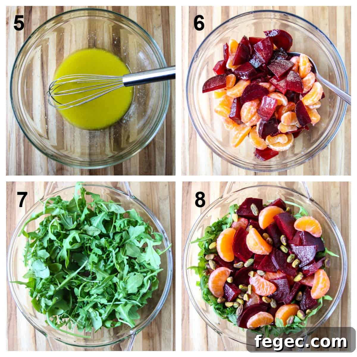 Roasted Beet and Orange Salad with Arugula and Goat Cheese 10 Putting the salad together, step by step.