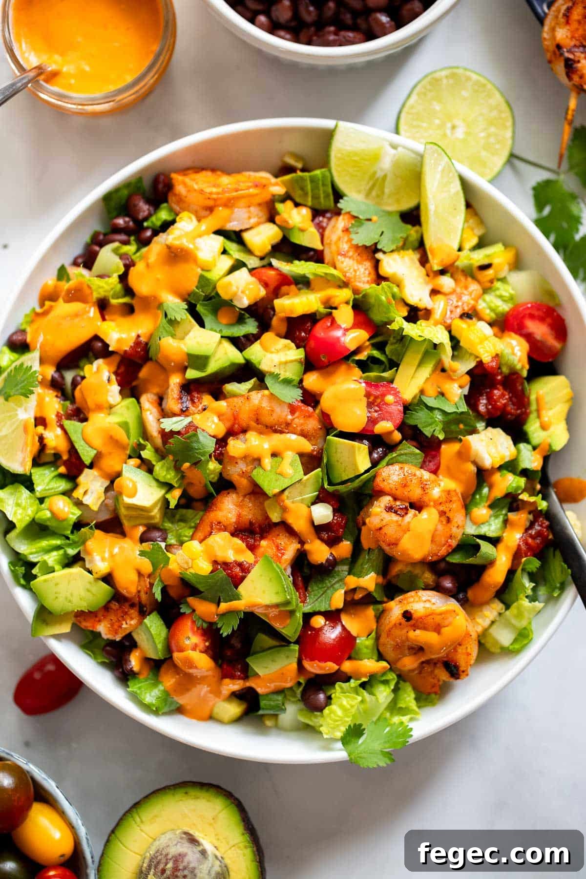 chipotle shrimp salad in bowl