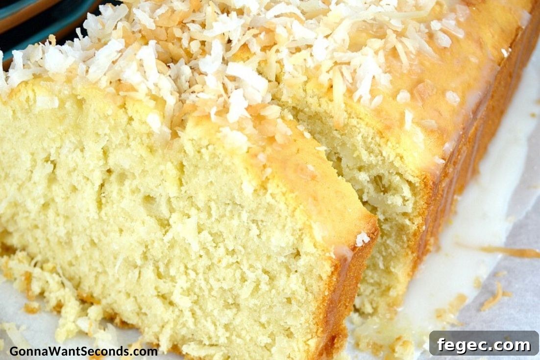 Coconut buttermilk cake Coconut buttermilk cake loaf with slices