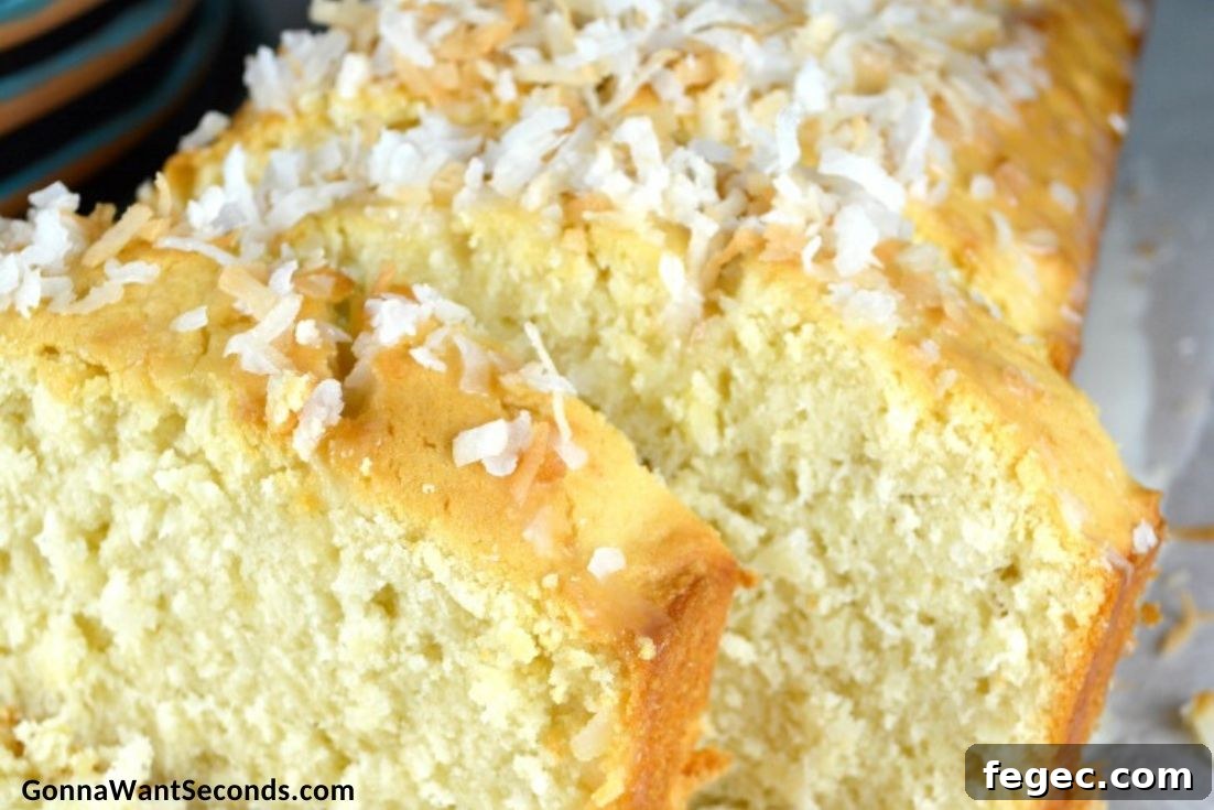 Coconut buttermilk cake Coconut buttermilk cake loaf with slices