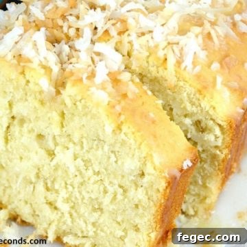 Coconut buttermilk cake loaf with slices