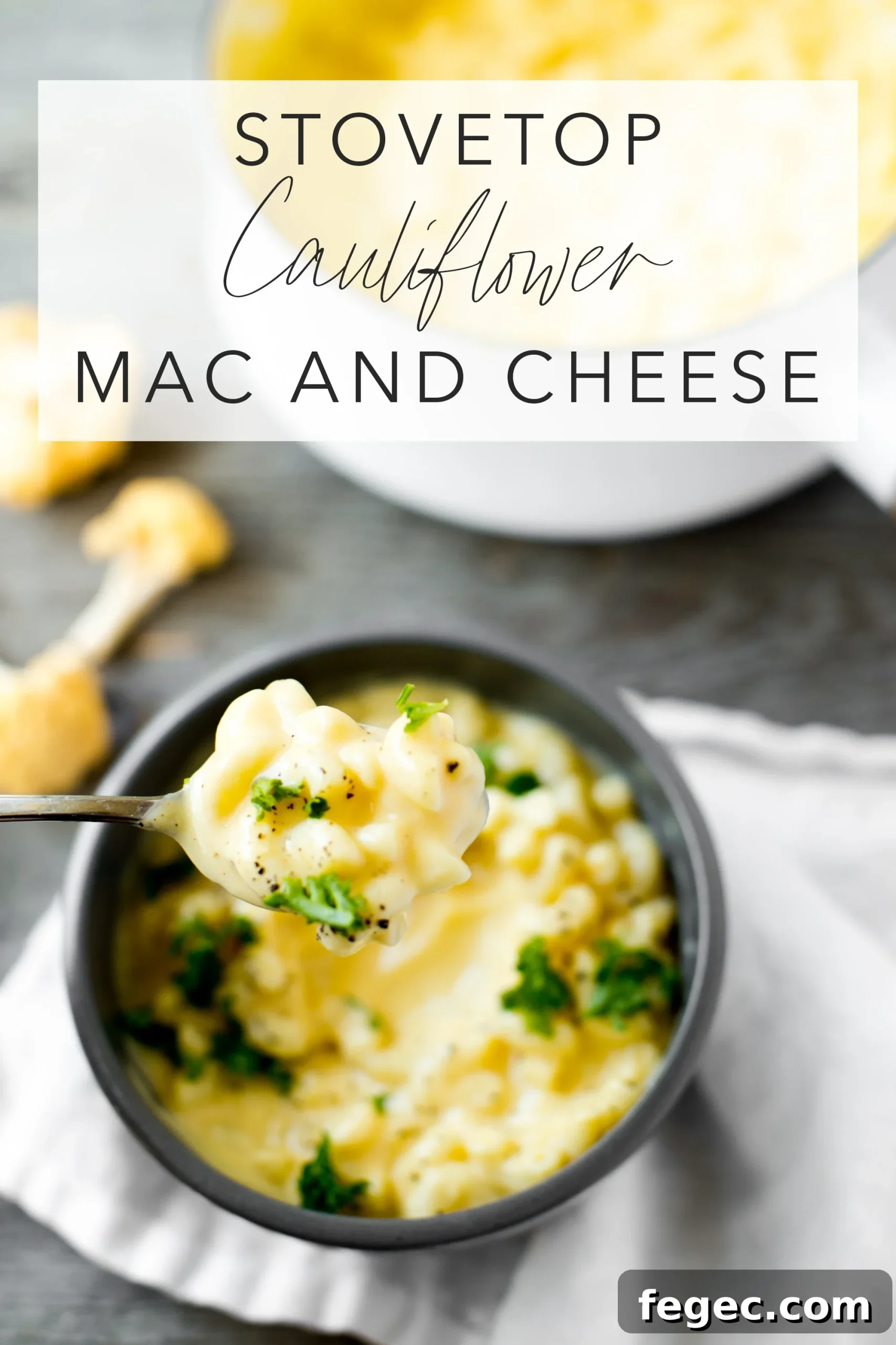 another view of cauliflower mac and cheese