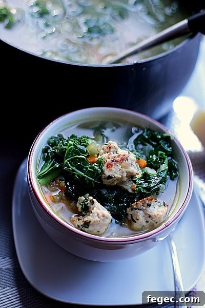 30-Minute Italian Meatball and Vegetable Soup Recipe 5 A warm and comforting bowl of classic Italian Wedding Soup that is healthy, filling and features a secret ingredient for the best tasting broth possible!