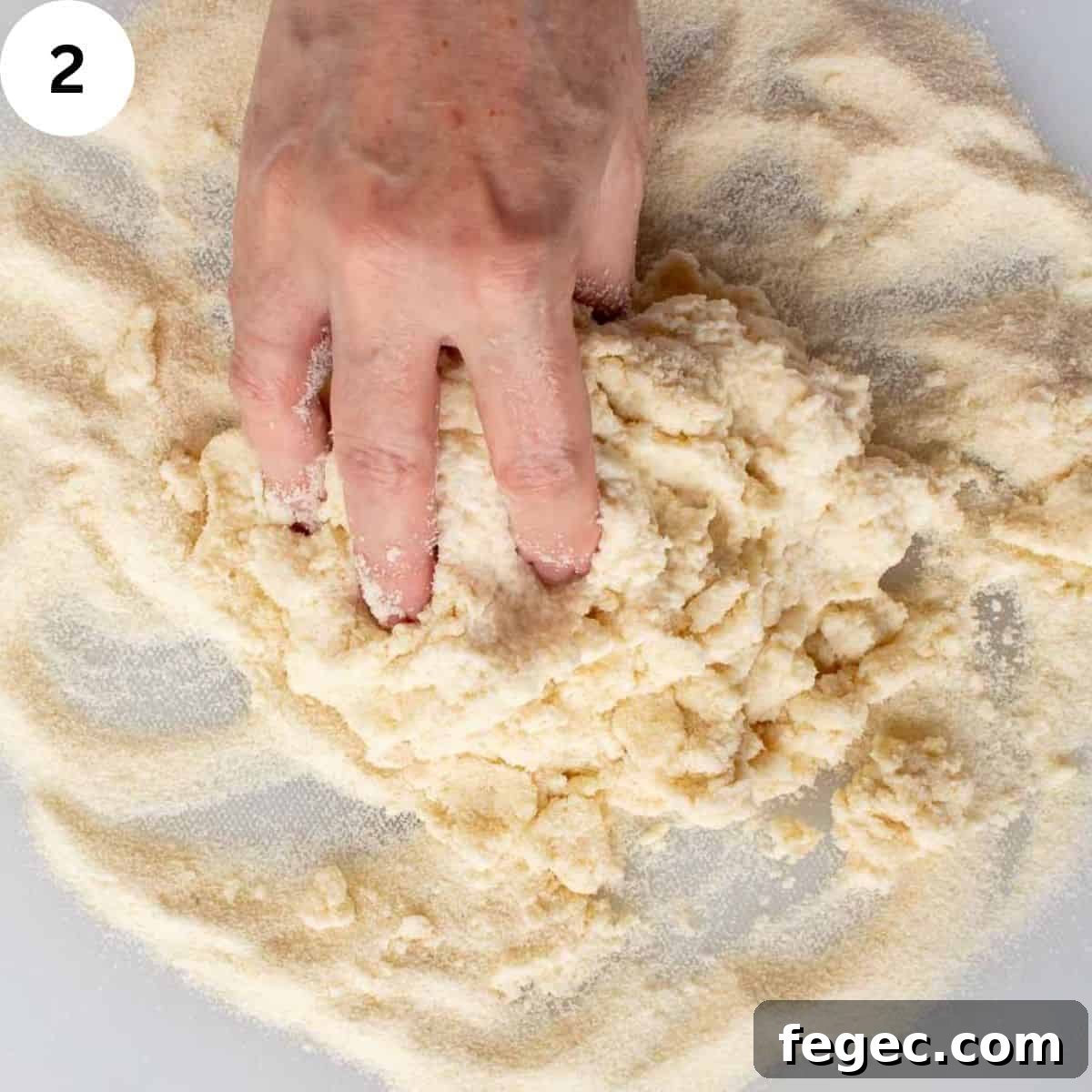 Mixing semolina pasta dough.