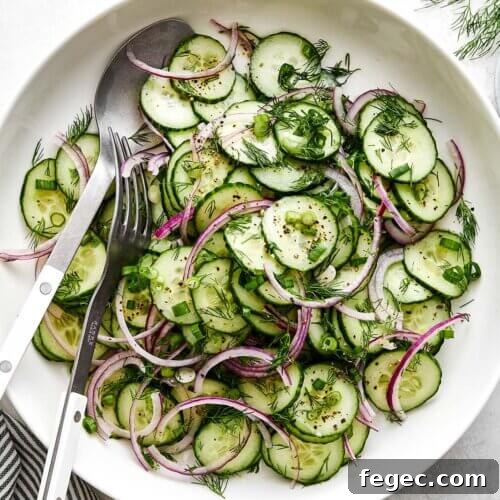Cucumber salad recipe for the best summer salad.