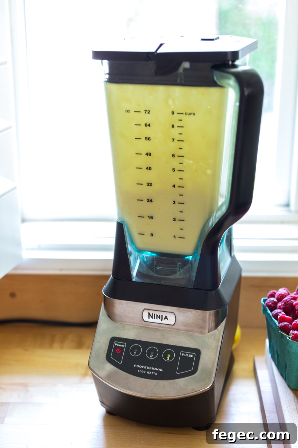 Whizzing the batter up in the blender helps to give the clafoutis a light and airy texture.