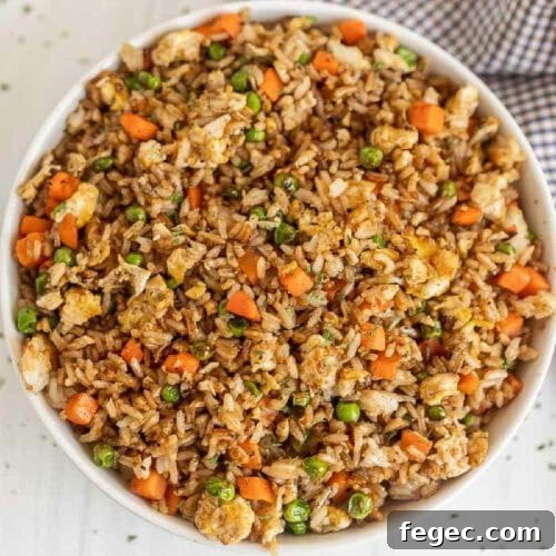 Chinese fried rice in a bowl.