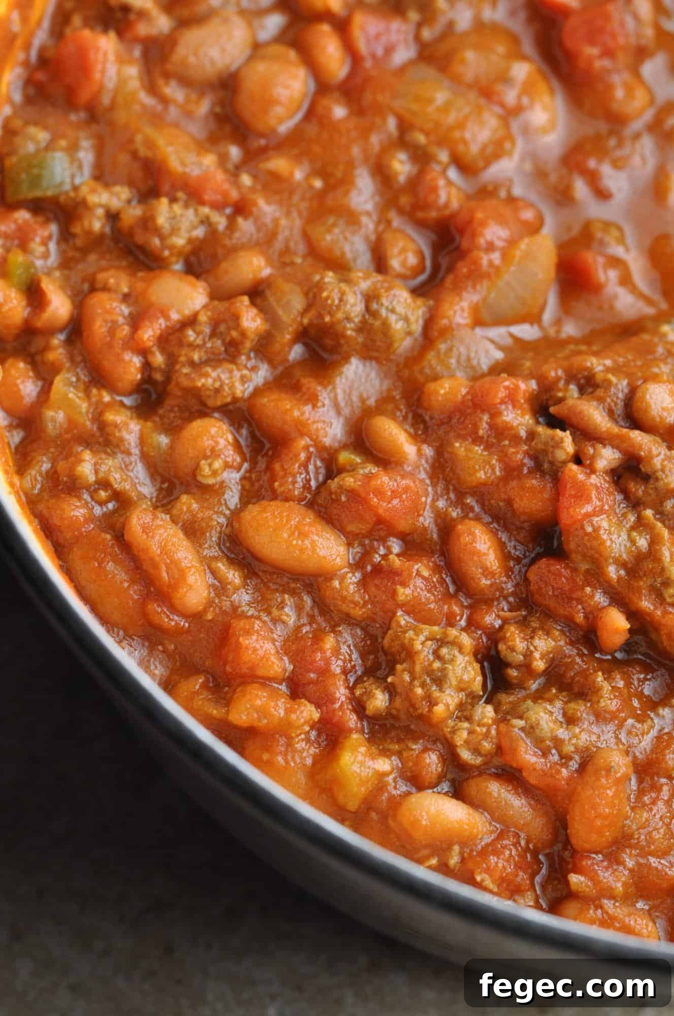 Pot of chili simmering