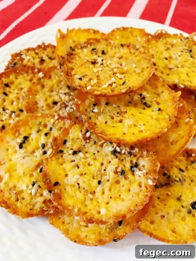 plate of everything seasoning cheese crisps
