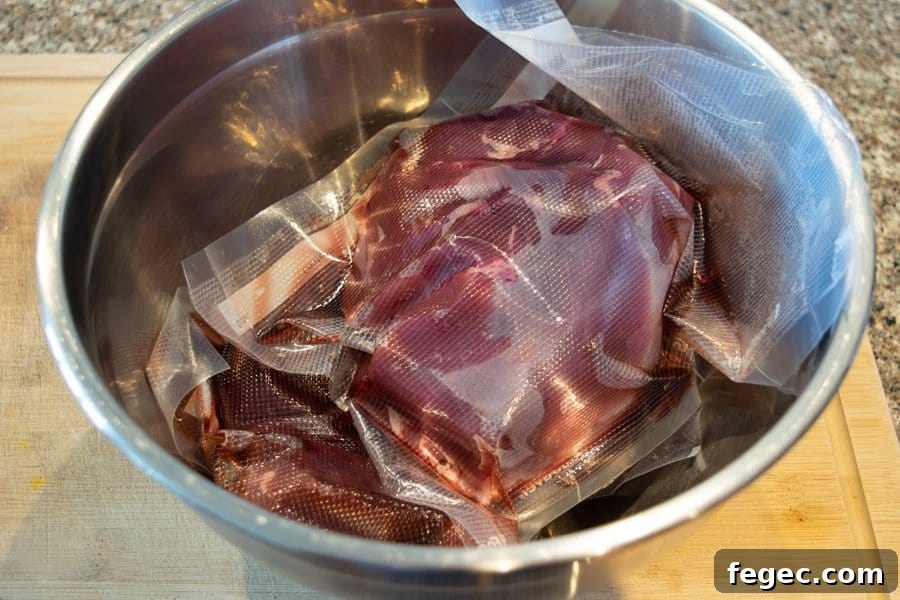 Thawed freezer packed venison in bowl