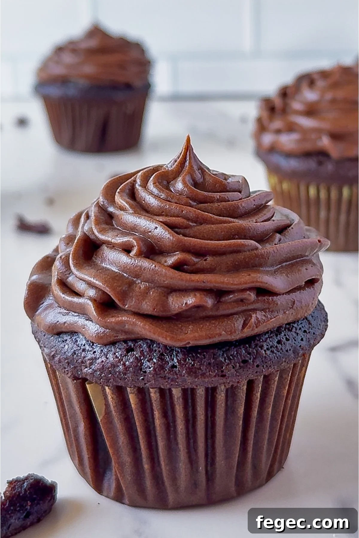 Chocolate Cream Cheese Frosting on a cupcake.
