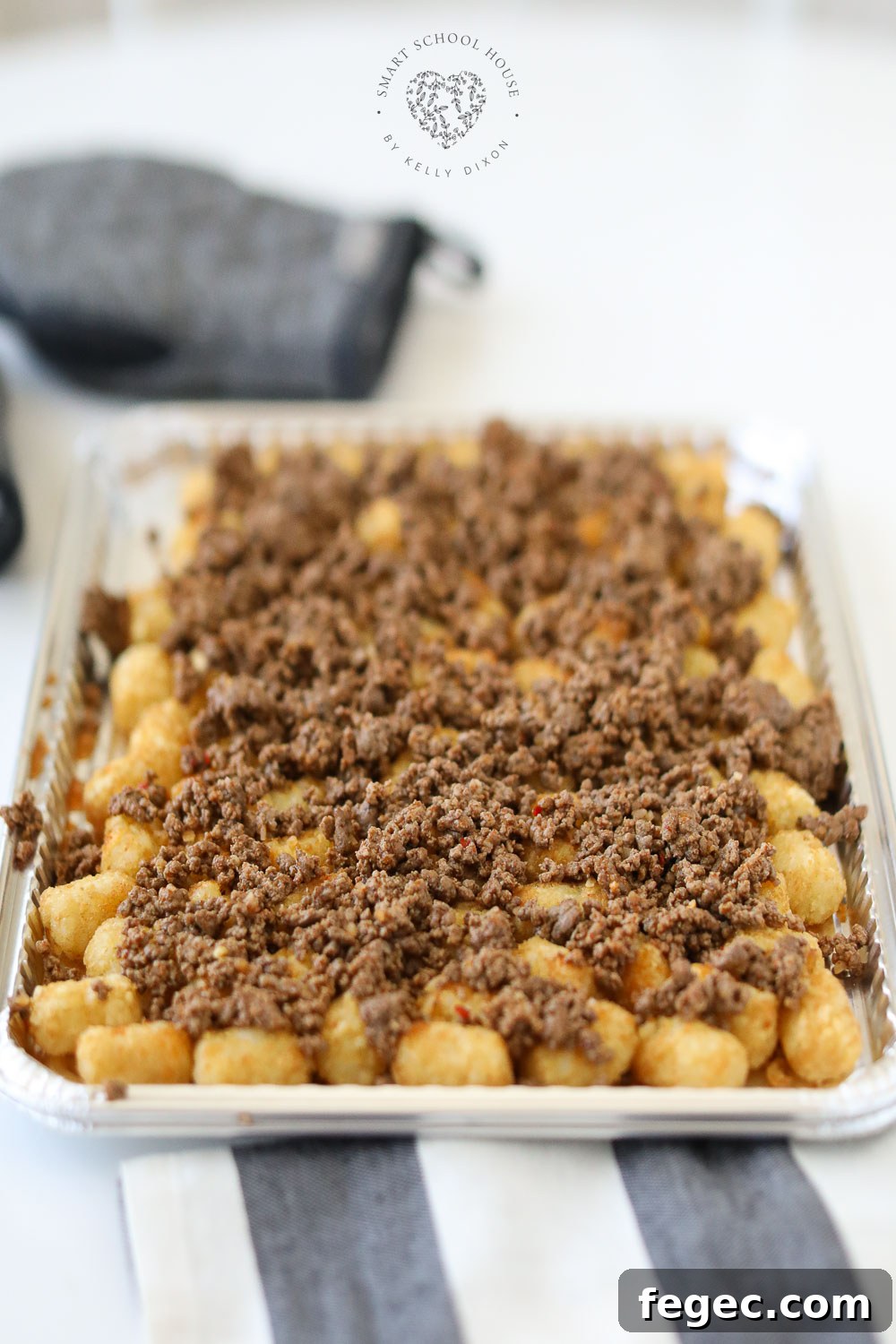 Tater tot nachos with ground beef