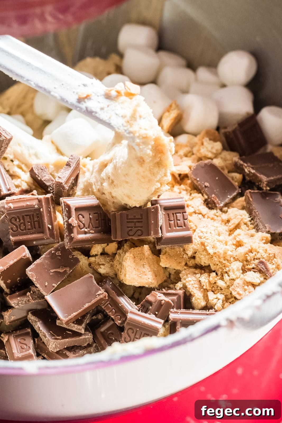 add Hersheys chocolate bar to smores cookies