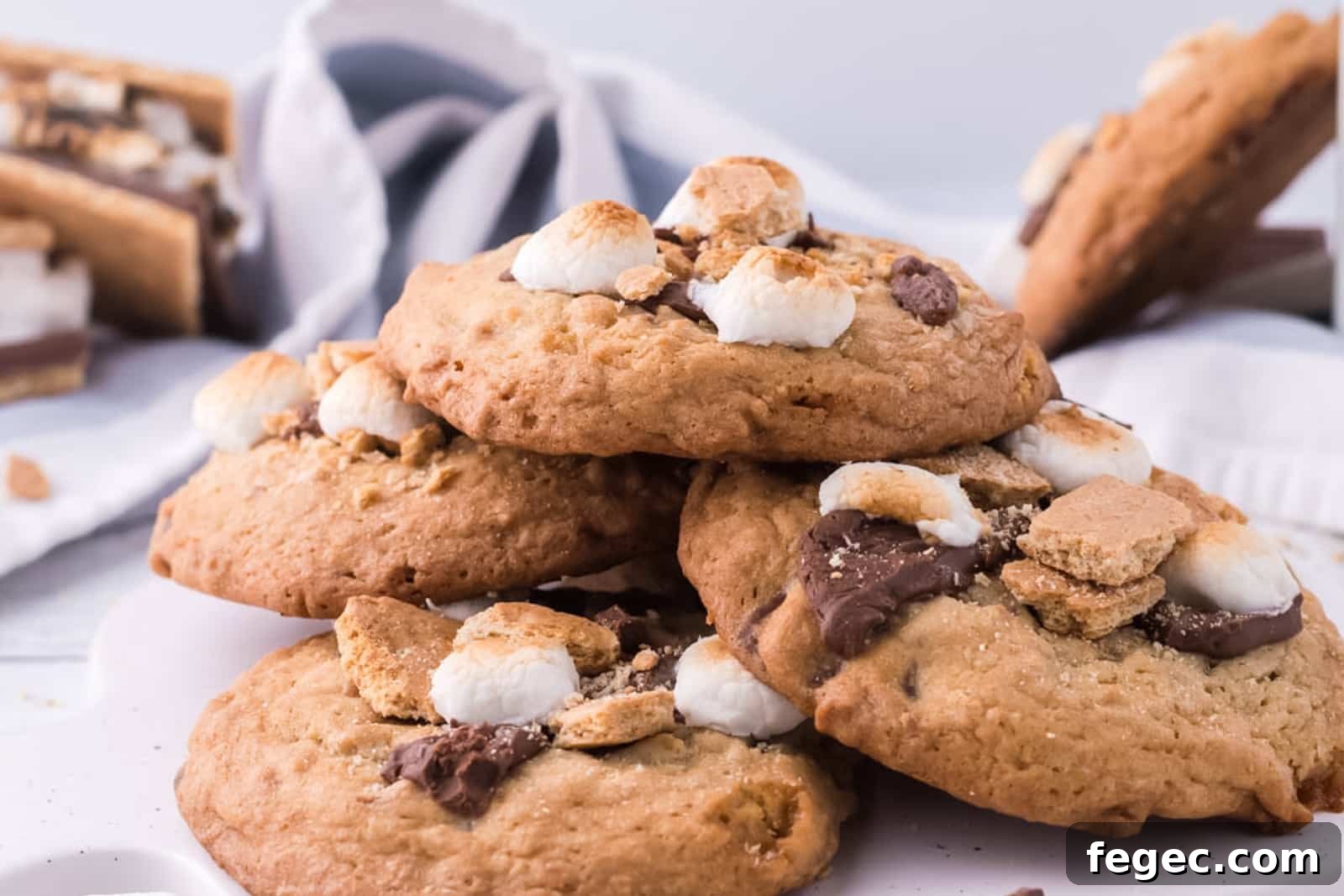 cookies with marshmallows and hersheys chocolate on a platter
