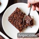 A portion of chocolate baked oatmeal.