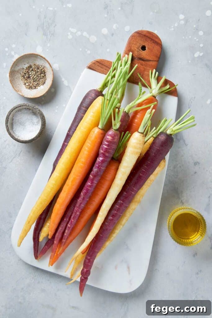 Ingredients to make roasted carrots